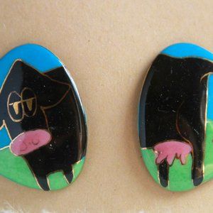 Happy Cow Ceramic Earrings